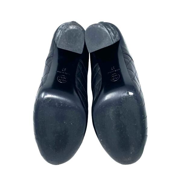 Chanel Shoes Ankle Boots CC Logo Quilted Black Leather Cap Toe High Heels EU 37 - Picture 9 of 9